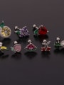 thumb Brass with Cubic Zirconia Multi Color Friut Dainty Stud Earring (Single) 2