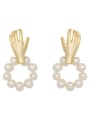 thumb Copper Imitation Pearl  Ethnic Palm Abstract   Stud Trend Korean Fashion Earring 0