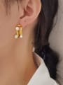 thumb Brass Imitation Pearl Geometric Vintage Clip Earring 2