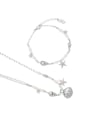 thumb Brass Cubic Zirconia Hip Hop Sea Star Bracelet and Necklace Set 0