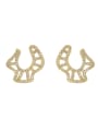 thumb Brass Cubic Zirconia Geometric Hip Hop Stud Earring 0