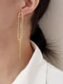 thumb Brass Cubic Zirconia Tassel Minimalist Threader Earring 1