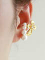 thumb Brass Imitation Pearl Flower Vintage Single Earring 2