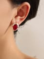 thumb Brass Glass Stone Geometric Minimalist Stud Earring 1