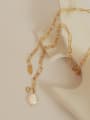 thumb Brass Freshwater Pearl Geometric Vintage Lariat Necklace 3