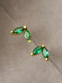 thumb Brass Cubic Zirconia Leaf Minimalist Stud Earring 1
