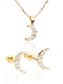 thumb Brass Moon Cubic Zirconia Earring and Necklace Set 0