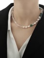 thumb Brass Freshwater Pearl Geometric Hip Hop Beaded Necklace 2