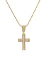 thumb Brass Cubic Zirconia Cross Hip Hop Regligious Necklace 0