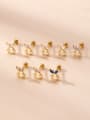 thumb Brass Cubic Zirconia Bowknot Hip Hop Single Earring(Single-Only One) 1