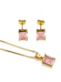thumb Brass Rectangle  Cubic Zirconia Earring and Necklace Set 3