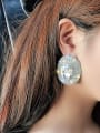 thumb Alloy Cubic Zirconia Round Statement Cluster Earring 1