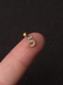 thumb Brass  With Cubic Zirconia White Number Minimalist Stud Earring 1