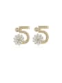 thumb Brass Cubic Zirconia Number 5 Artisan Stud Trend Korean Fashion Earring 0