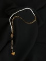 thumb Brass Imitation Pearl Heart Minimalist Lariat Necklace 3