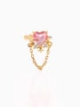 thumb Brass Cubic Zirconia Heart Cute Chain Clip Earring 0