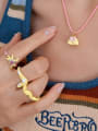 thumb Brass Enamel Cubic Zirconia Heart Cute Band Ring 2