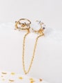 thumb Brass Cubic Zirconia Moon Tassel Cute Earring 1