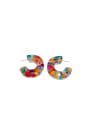thumb Alloy Resin Multi Color Geometric Vintage Hoop Earring 0