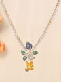 thumb Brass Cubic Zirconia Luxury Flower  Earring and Necklace Set 1