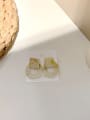 thumb Resin Geometric square and circle stitching Vintage Stud Earring 2