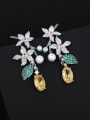 thumb Brass Cubic Zirconia Flower Luxury Stud Earring 2