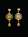thumb Brass Cubic Zirconia Flower Water Drop Luxury  Long Cluster Earring 0