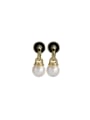 thumb Brass Imitation Pearl Geometric Dainty Stud Earring 0