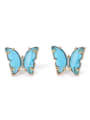 thumb Brass Cubic Zirconia Butterfly Minimalist Stud Earring 3