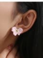 thumb Brass Cubic Zirconia Enamel Flower Minimalist Stud Earring 1