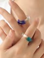 thumb Hand Glass  Clear Round Minimalist Band Ring 1