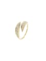 thumb Brass Cubic Zirconia Leaf Dainty Band Ring 0