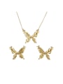 thumb Brass Hip Hop Butterfly Earring and Necklace Set 0
