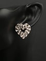 thumb Brass Cubic Zirconia Hollow Heart Luxury Cluster Earring 1