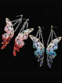 thumb Brass Cubic Zirconia Multi Color Butterfly Statement Cluster Earring 0