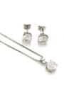 thumb Brass Cubic Zirconia Vintage Geometric  Earring and Necklace Set 1