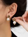 thumb Brass Imitation Pearl Geometric Hip Hop Drop Earring 1