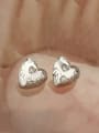 thumb Brass Cubic Zirconia Heart Minimalist Huggie Earring 1
