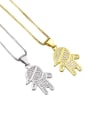 thumb Brass Cubic Zirconia boy and girl Cute Necklace 0