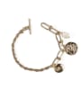 thumb Brass Freshwater Pearl Geometric Vintage Link Bracelet 3