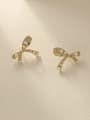 thumb Brass Imitation Pearl Bowknot Vintage Stud Trend Korean Fashion Earring 2