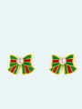 thumb Alloy Enamel Bowknot Cute Christmas   Stud Earring 3