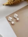 thumb Copper Freshwater Pearl Geometric Minimalist Drop Trend Korean Fashion Earring 1