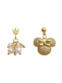 thumb Brass Freshwater Pearl Irregular Ethnic  Asymmetric zircon Drop Trend Korean Fashion Earring 0