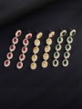 thumb Brass Cubic Zirconia Multi Color Heart Luxury Cluster Earring 3