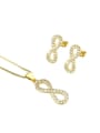 thumb Brass Minimalist Letter  Cubic Zirconia Earring and Necklace Set 0
