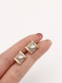 thumb Brass Glass Stone Geometric Minimalist Stud Trend Korean Fashion Earring 1