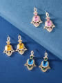 thumb Brass Cubic Zirconia Multi Color Heart Luxury Cluster Earring 2