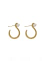 thumb Brass Imitation Pearl Geometric Minimalist Hook Earring 0