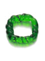 thumb Hand  Glass Green Twist  Square Minimalist Band Ring 3